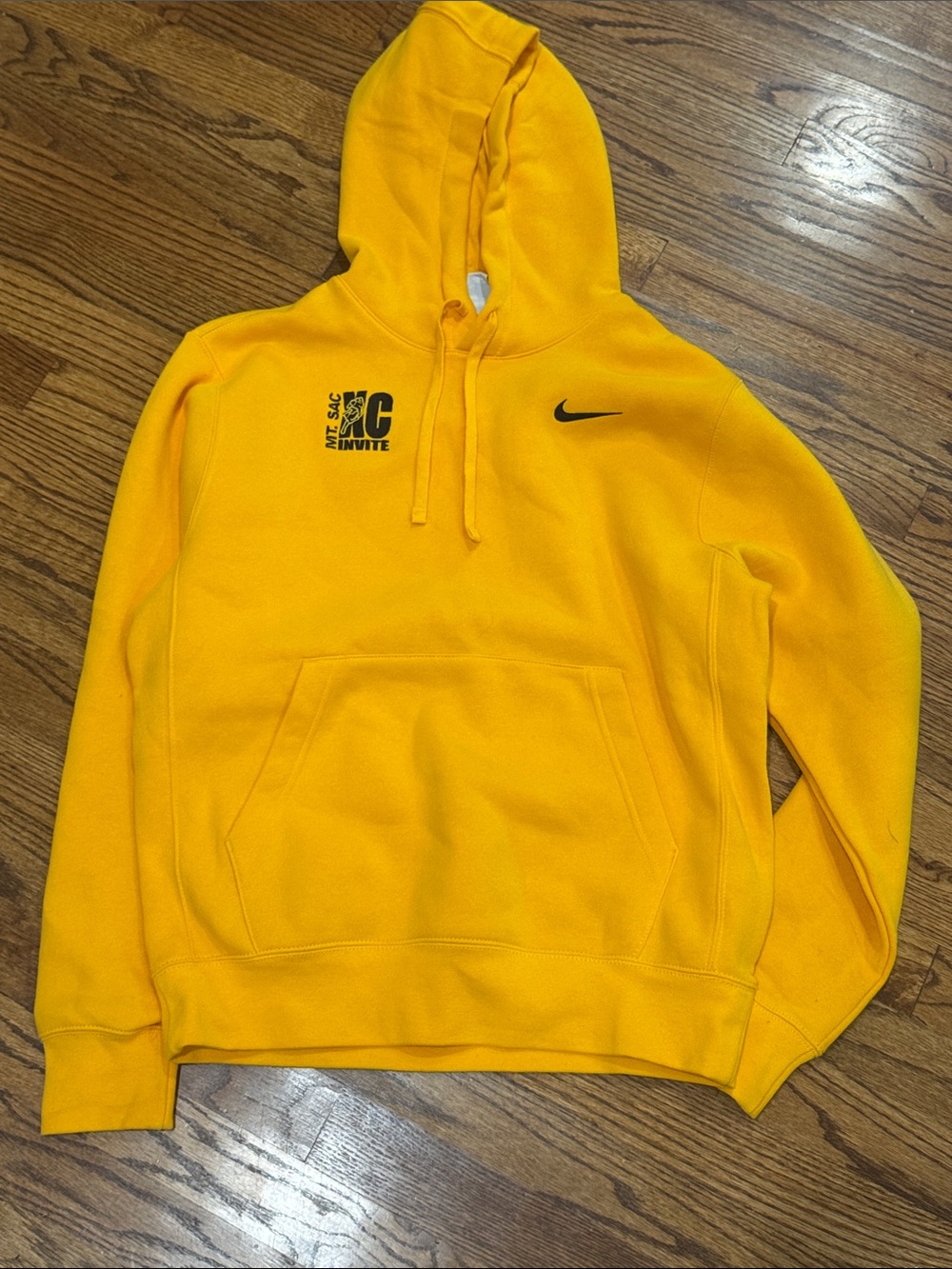Nike Men's Bright Yellow Crewneck Hoodie with Swoosh SZ:S